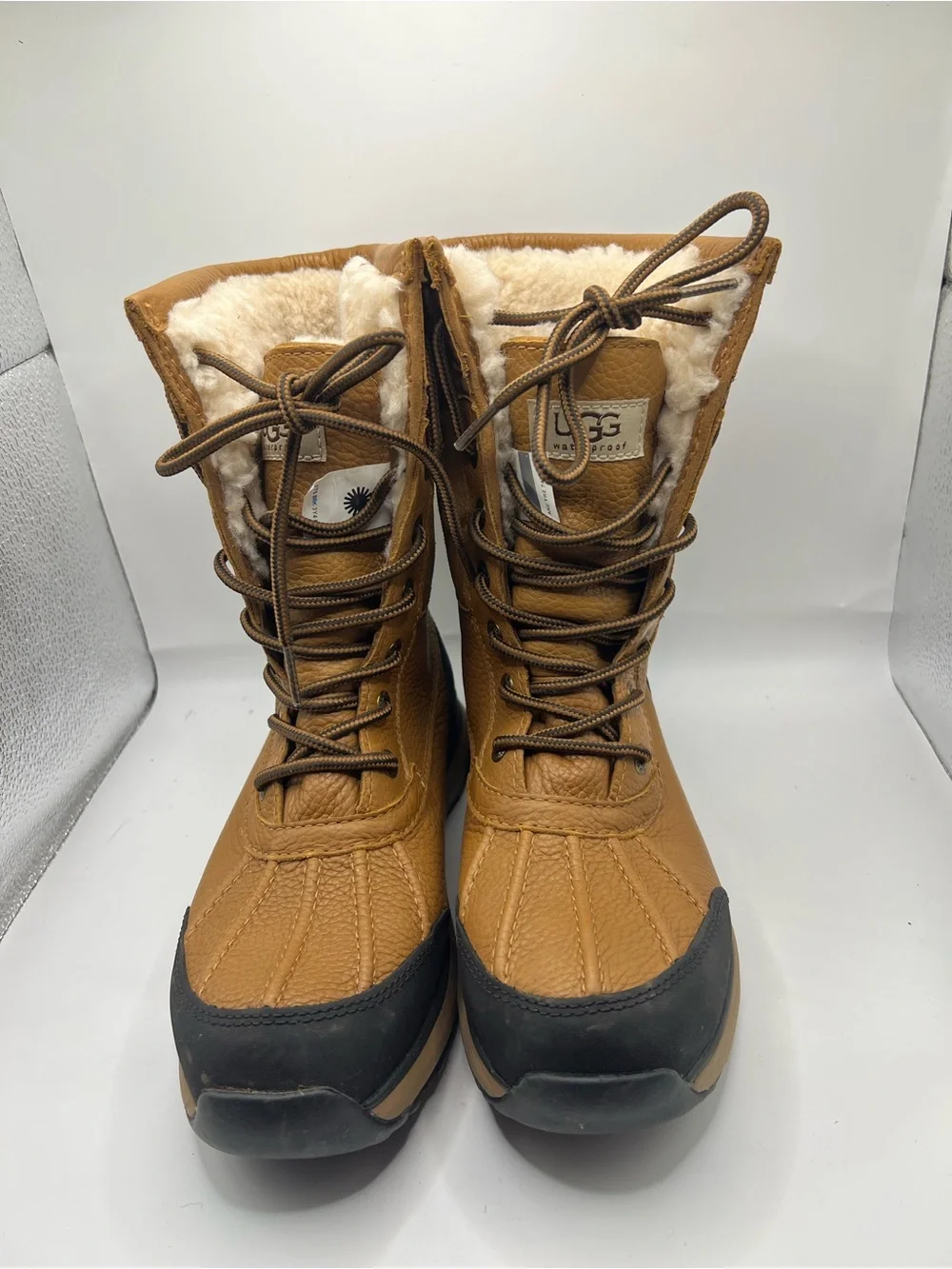 UGG  Tan and Black Waterproof Lace-Up Snow Boots